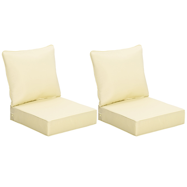 Outsunny 4 Pieces Outdoor Seat and Back Cushion Set Patio Deep Seating Chair Replacement Cushion, Beige