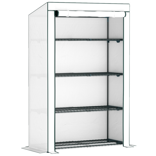 Outsunny Four-Tier Mini Greenhouse - Green/White