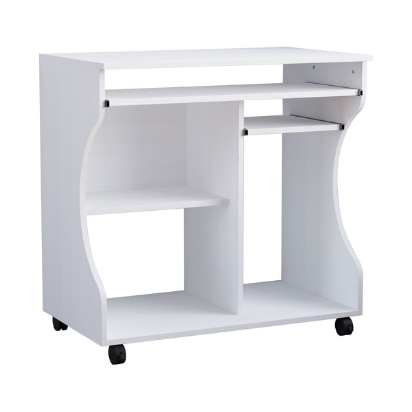 HOMCOM Multi-Storage Compact Work Desk, with Wheels - White