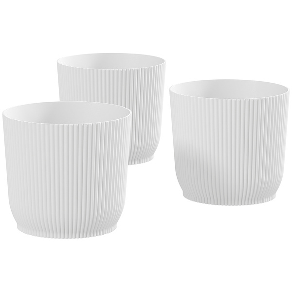 Outsunny Set of Three Ф22cm Planters - White