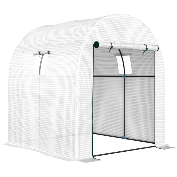 Outsunny 180 x 180cm Walk-In Polytunnel Greenhouse - White