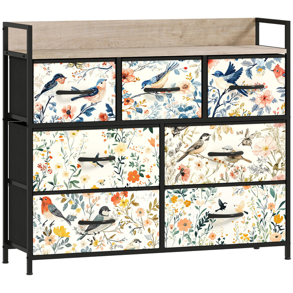 HOMCOM 7-Drawer Chest of Drawers - White