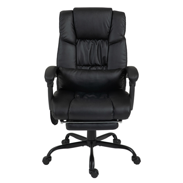 Vinsetto 6-Point Massage Office Chair, PU Leather Desk Chair with Adjustable Height and Footrest for Home Office, Black