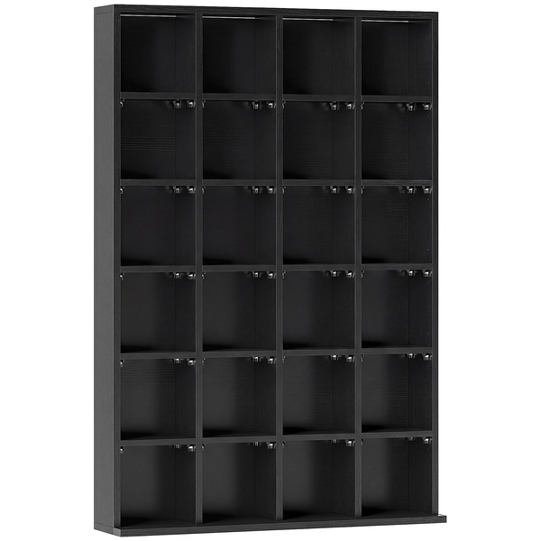 HOMCOM CD Storage Unit with Adjustable Shelves, 89 x 130.5 cm, Black