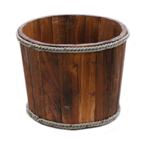 Small Wooden Storage Tub – Brown