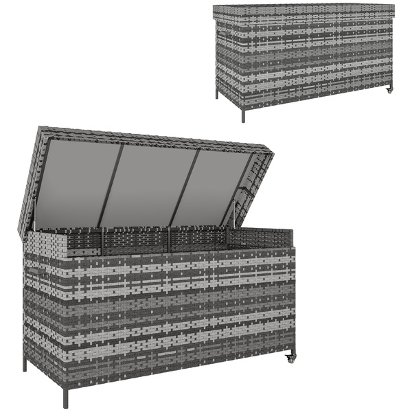Outsunny 627 L Rattan Storage Box - Dark Grey