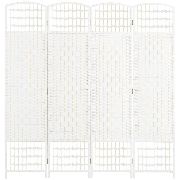 HOMCOM 4 Panel Folding Room Divider, Privacy Screen, Freestanding Paravent Partition Separator for Living Room, Bedroom and Office, 160 x 170cm, White