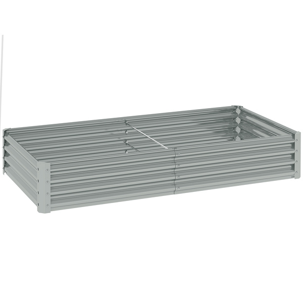 Outsunny 180 x 90cm Galvanised Steel Open Planter - Silver