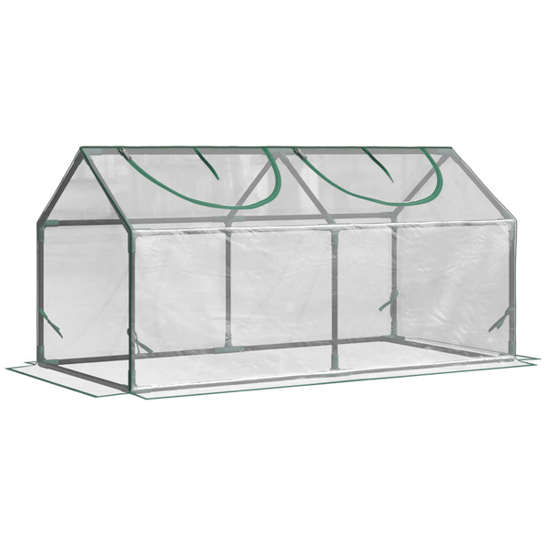 Outsunny Mini Greenhouse Portable Flower Planter Vegetable Grow House for Garden with Zipped Windows, 120 x 60 x 60 cm, Clear