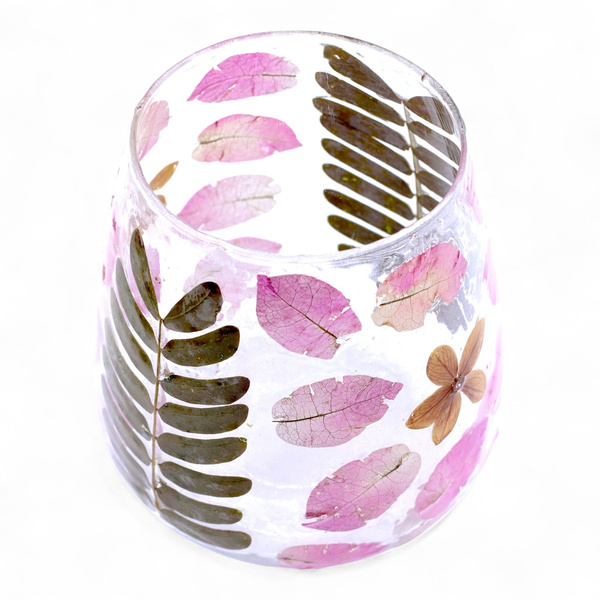 Natural Floral Glass - Vase Candle Holder - Primavera  - (12x11cm)