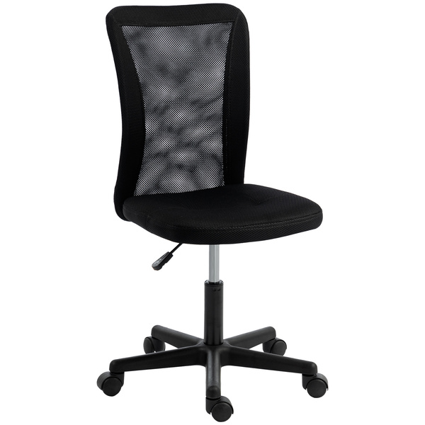 Vinsetto Computer Desk Chair, Armless Mesh Office Chair with Adjustable Height and Rolling Wheels, Black
