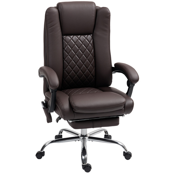 HOMCOM Executive Office Chair with 6-point Massage and Heat - Dark Brown