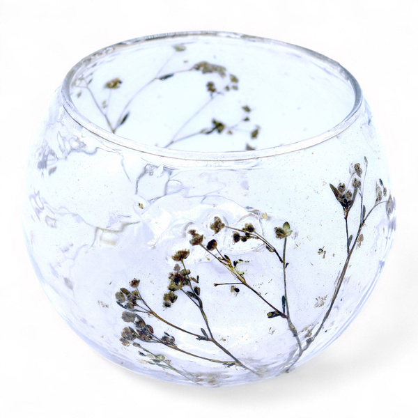 Natural Floral Glass - Bowl Candle Holder - Margarita - (8x10cm)