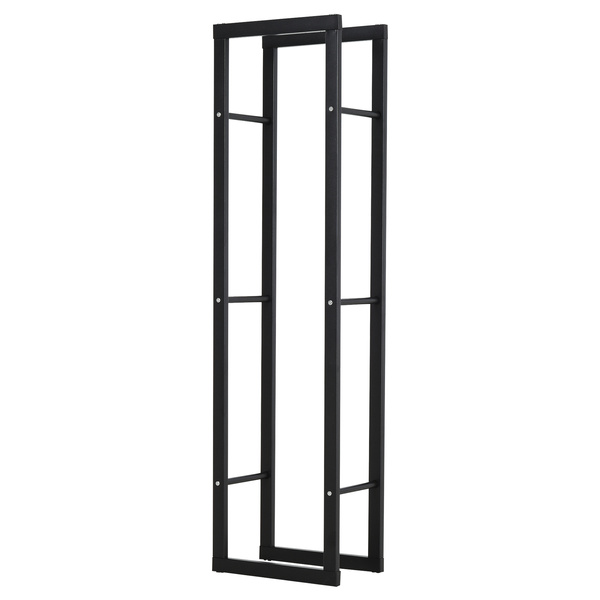 HOMCOM Metal Firewood Log Holder Tall Firewood Rack Indoor Outdoor Fireplace Wood Storage Shelf with Side Rails, Rust-Resistant, Black, 40W x 25D x 150H cm