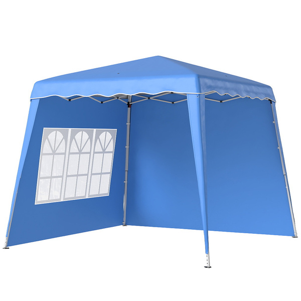 Outsunny 2.4 x 2.4m Two Wall Pop Up Gazebo - Blue