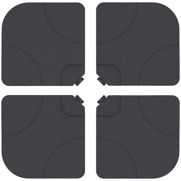 Outsunny 4 Pieces Parasol Base Stand Weights for Banana Hanging Cantilever Umbrella, Water and Sand Filled, Up to 72kg, Black