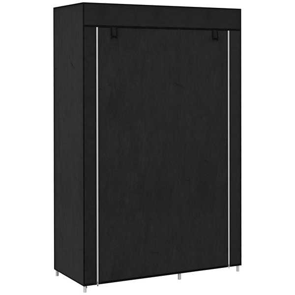 HOMCOM Fabric Wardrobe, Portable Wardrobe with 6 Shelves, 1 Hanging Rail, Foldable Closets, 103 x 43 x 162.5 cm, Black