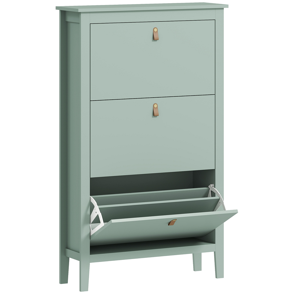 HOMCOM Modern Three-Drawer Shoe Cabinet - Green