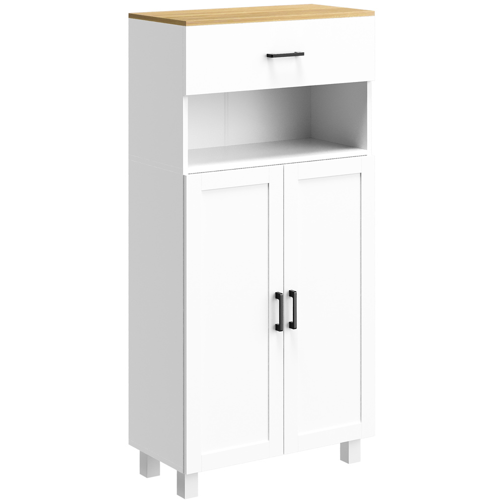 HOMCOM Sideboard, Nordic Storage Cabinet with Drawer, Doors and Open Countertop, Freestanding Kitchen Cupboard for Living Room, Dining Room, 130cm, White