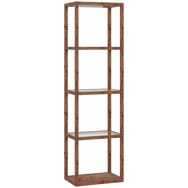 HOMCOM Four-Shelf Floor Lamp - Rustic Brown