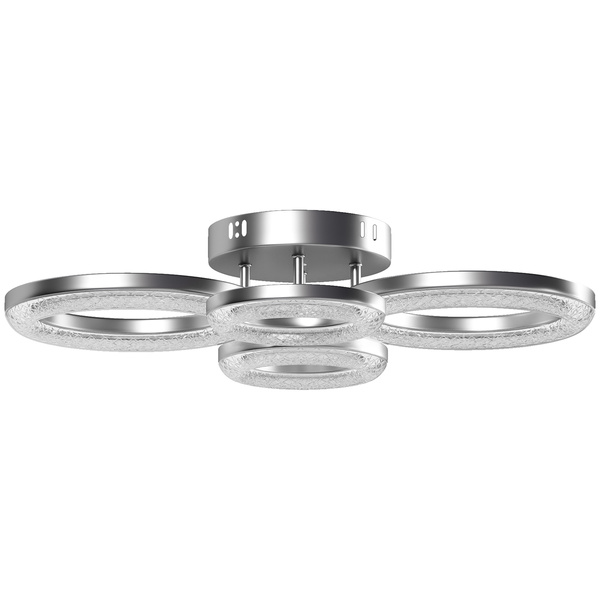 HOMCOM LED Ceiling Light, Modern 4 Rings Ceiling Lamp with Wall Switch Control, 40W 4350lm Flush Mount Ceiling Light with 3500K/4500K/6000K Colour Temperatures for Living Room, Bedroom, Silver Tone