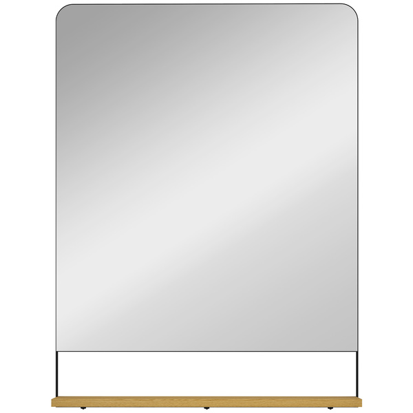 HOMCOM Wall Mirror with Wood Shelf - Black