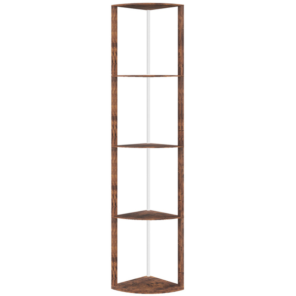 HOMCOM RGB Standing Lamp with Shelves, 4-Tier LED Floor Lamp with Multiple Lighting Modes, Rustic Brown