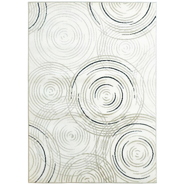 HOMCOM Modern Area Rug, Swirl Pattern Machine Washable Rug, Allergy-Friendly Floor Carpet for Living Room, Bedroom, Dining Room, Home Office, 230 x 160 cm, Cream White