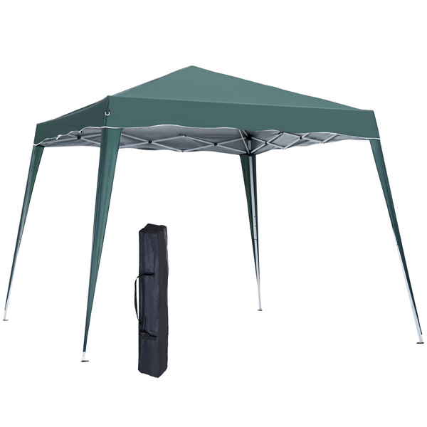 Outsunny 3 M x 3 M Base/ 2.5 M x 2.5 M Top Pop Up Gazebo with Carry Bag, Height Adjustable Slant Leg Party Tent Instant Event Shelter for Garden, Patio, Green