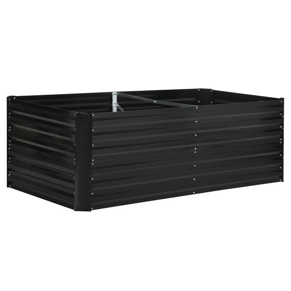 Outsunny Raised Beds for Garden, Galvanised Steel Outdoor Planters with Multi-reinforced Rods, 180 x 90 x 59 cm, Black