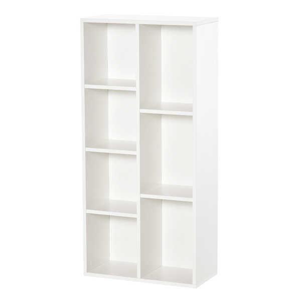 HOMCOM Seven-Cube Bookcase - White Wood Effect