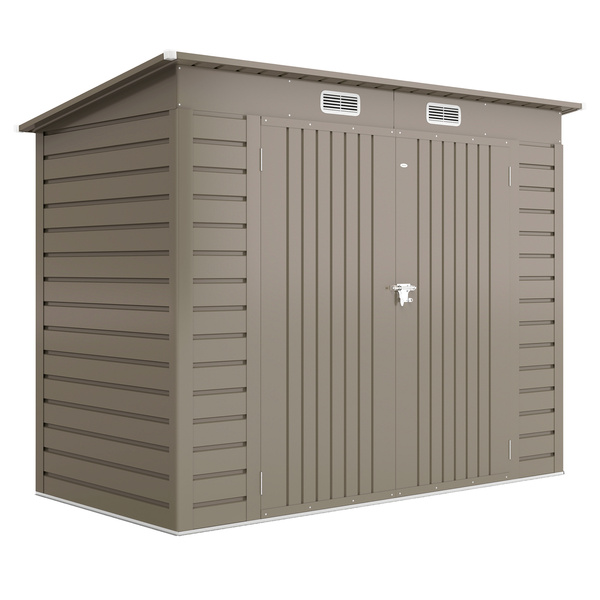 Outsunny 3.7 x 7.9ft Galvanised Steel Shed, with Latched Door and Padlock - Light Grey