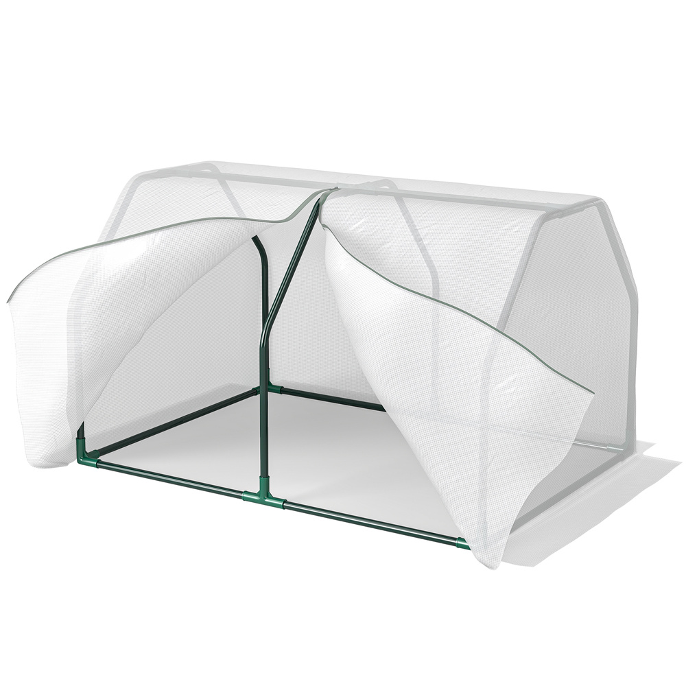 Outsunny Mini Greenhouse Grow House PVC Cover Steel Frame White 99L x 71W x 60H cm