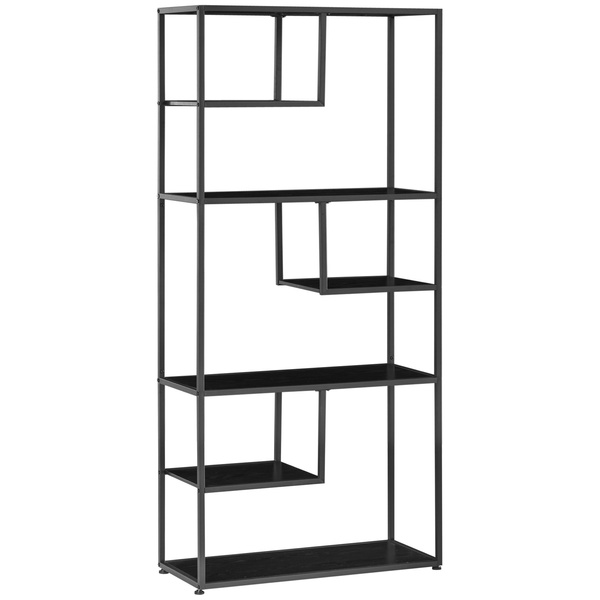 HOMCOM Industrial Accent Display Rack 7 Tier Bookcase, Display Rack for Living Room, Office, Bedroom, Black