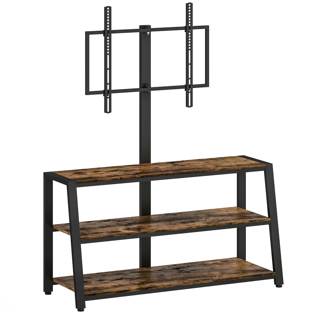 HOMCOM Industrial-Style TV Stand, with 35° Swivel Bracket - Dark Brown
