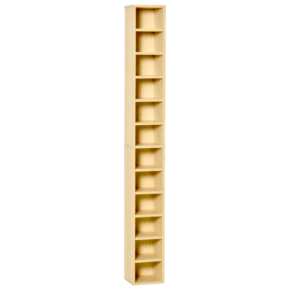 HOMCOM 204 CD Tall Narrow Media Storage Tower - Oak Tone