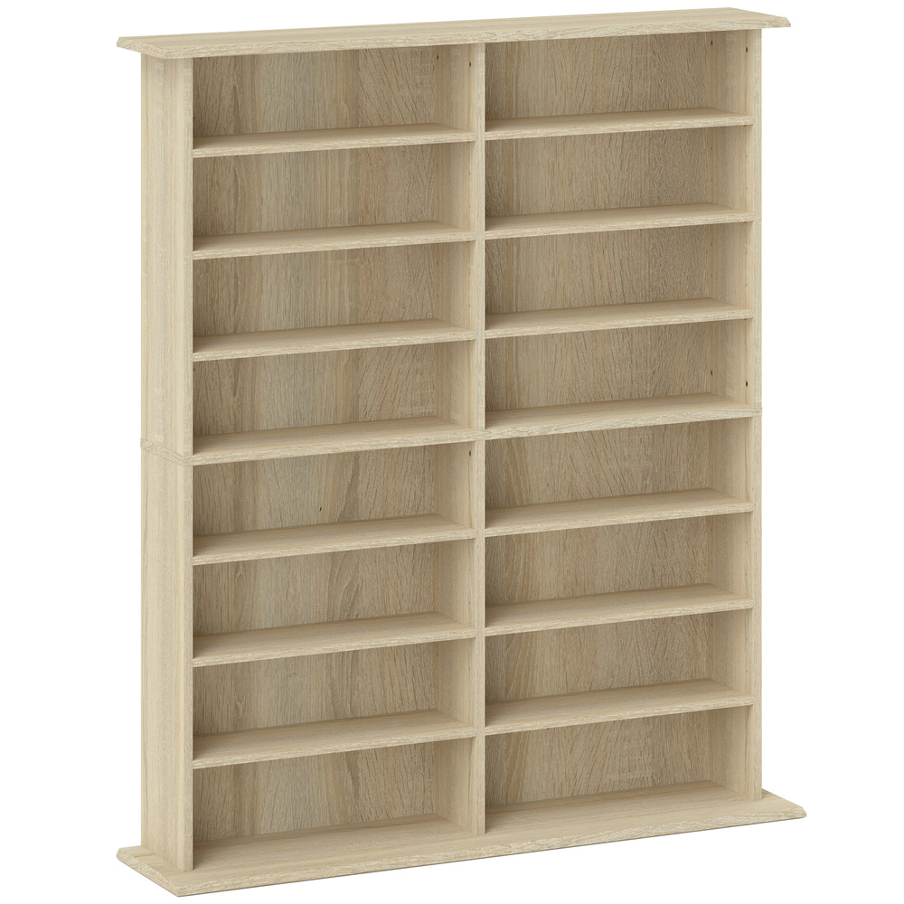 HOMCOM 16-Compartment Media Shelf - Nature Wood Finish