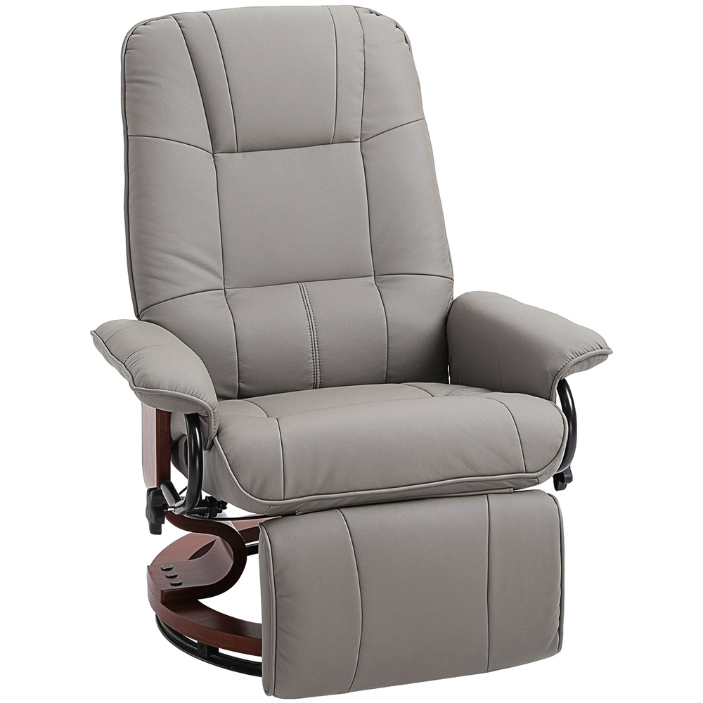 HOMCOM Reclining Swivel Chair, with Footrest - Grey