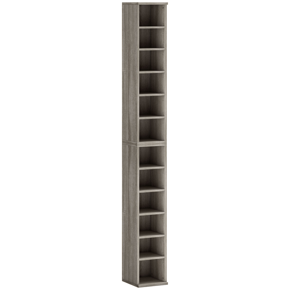 HOMCOM Set of 2 CD Media Display Shelf Unit Tower Rack with Adjustable Shelves, Mocha Wood Effect