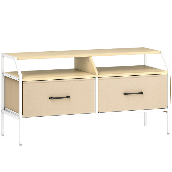 HOMCOM Industrial-Style TV Stand Cabinet - Natural Wood Finish