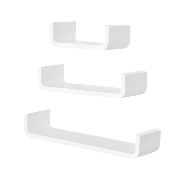 HOMCOM Floating Shelves, Set of 3 Wall Shelf, Shelves for Wall Invisible Mounting, Bedroom Living Room, White