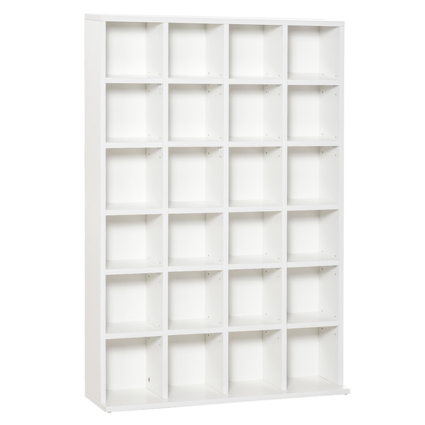 HOMCOM CD Storage Unit with Adjustable Shelves, 89 x 130.5 cm, White