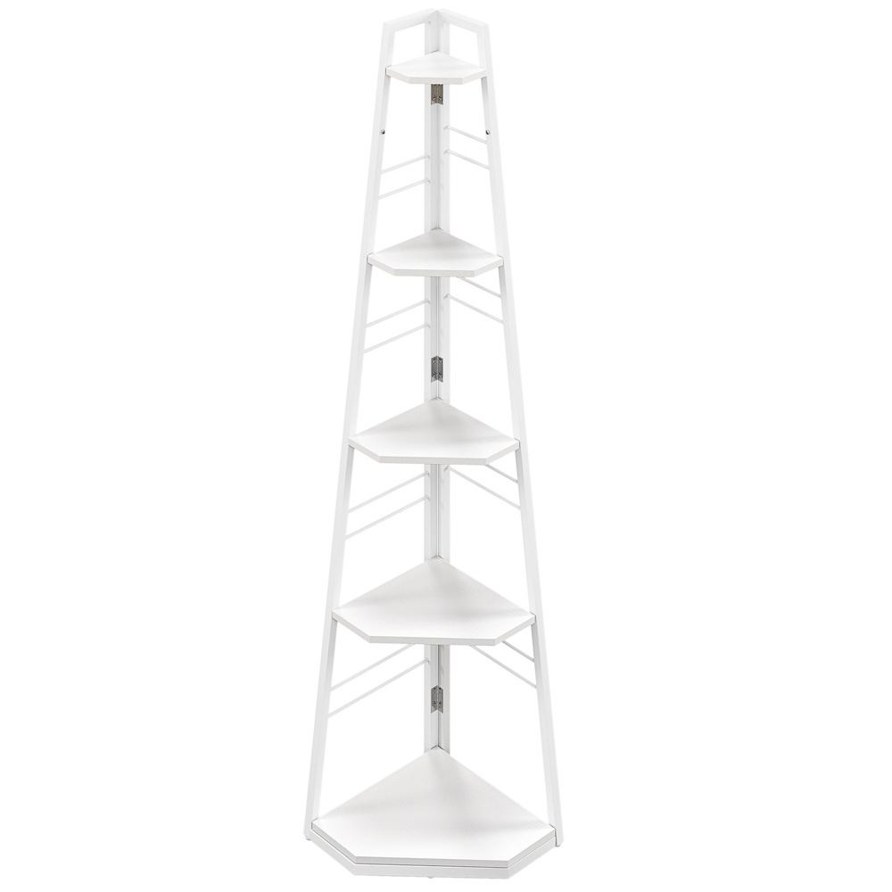HOMCOM Five-Tier Corner Shelf - White