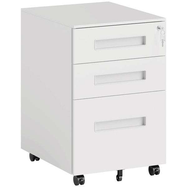 Vinsetto Three-Drawer Steel Filing Cabinet - White