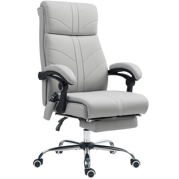 Vinsetto Faux Leather Massage Office Chair - Light Grey