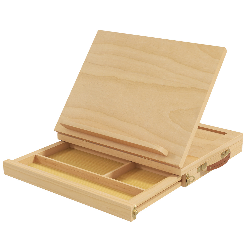 Vinsetto Wooden Table Easel Box with Storage Portable Folding Artist Easel, Natural
