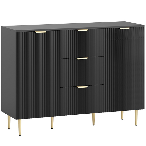 HOMCOM 2-Door Sideboard with 3 Drawers and Adjustable Shelves - Black
