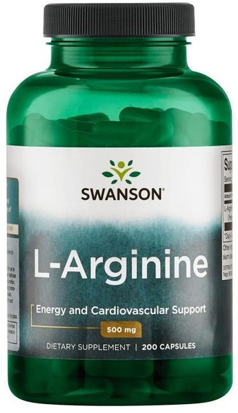 Swanson L-Arginine 500mg for Performance Support 200 Capsules