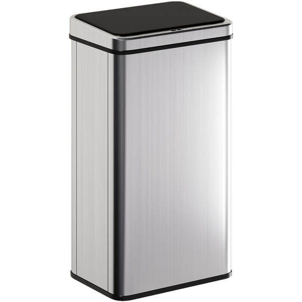 HOMCOM 50L Sensor Bin with Quiet Soft-Close Lid, Automatic Touchless Motion Sensor Kitchen Bin with Fingerprint Resistant Stainless Steel for Hygienic Gyms, Home Office Use, Silver Tone