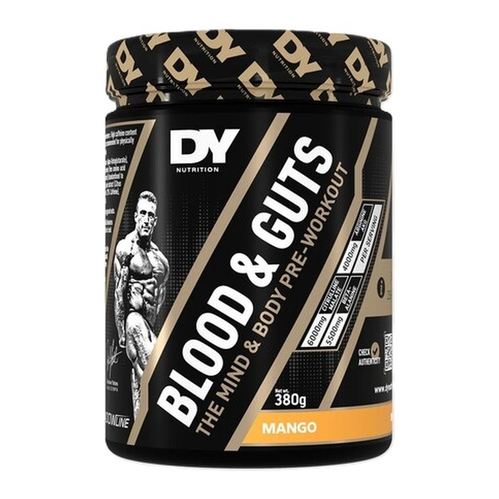 Dorian Yates Blood and Guts Mango Flavoured Pre-workout Powder For Strength and Focus 380g